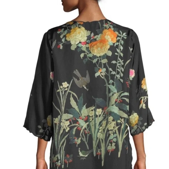 Johnny Was - Charlotte Rose Scalloped Silk Tunic - XL - Picture 5 of 16